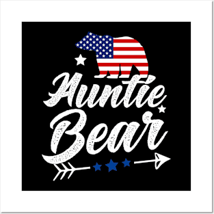 Auntie Bear Patriotic Flag Matching 4th Of July Posters and Art